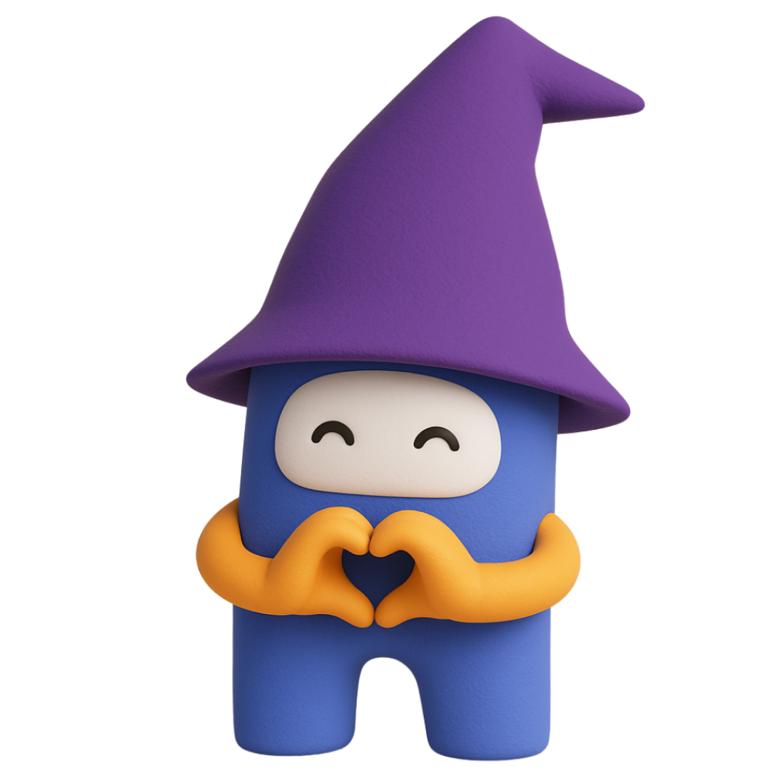 Clickie haciendo un corazón con las manos